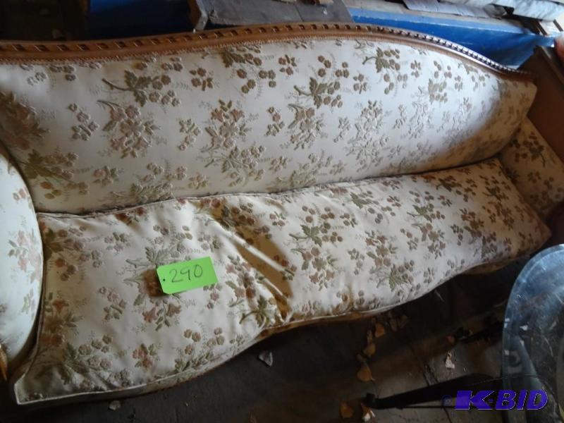lot 290 image: Gorgeous Couch, 8ft, carved, down filled...