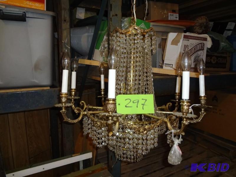 lot 297 image: Crystal Chandelier, very cool, plug in, all c...