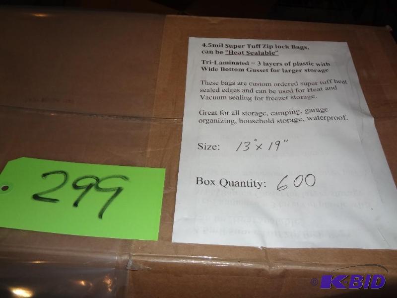 lot 299 image: Case of Ziplock Bags...