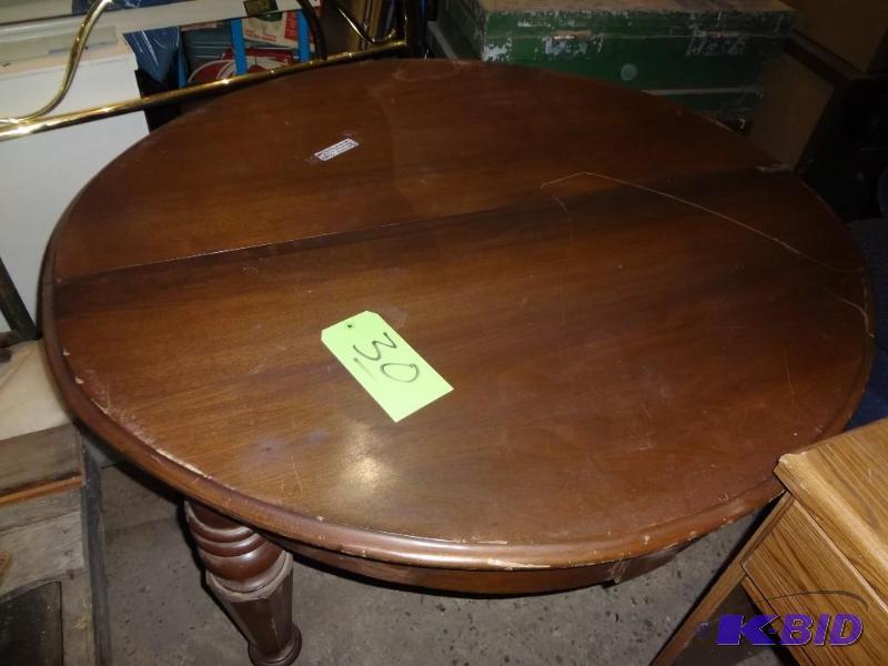 lot 30 image: Table, Walnut, 42 X 48 approx., one leaf, sma...