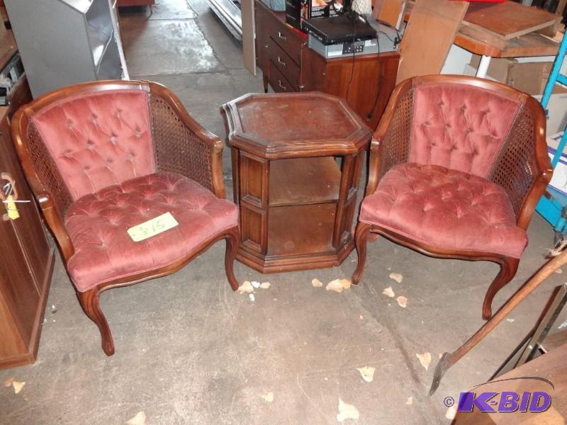 lot 315 image: Two Wooden Round Back Chairs...