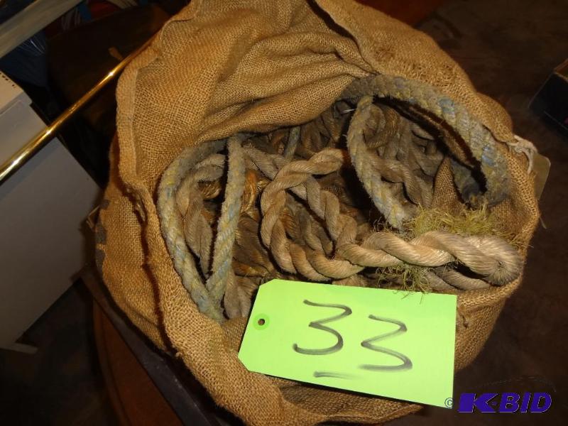 lot 33 image: Burlap Bag of different Size Rope...