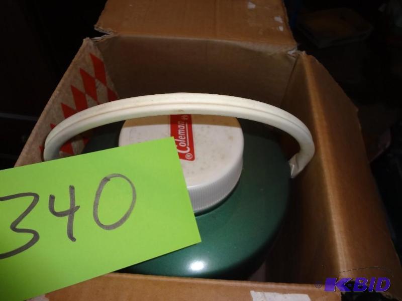 lot 340 image: Coleman, Fan, Metal Sconces, Blanket(new), Ke...