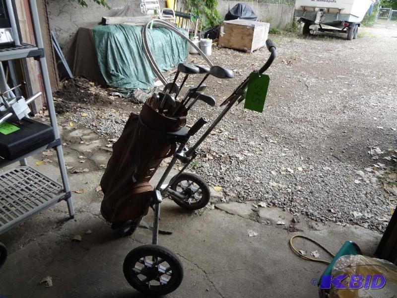 lot 345 image: Golf Clubs and caddy...