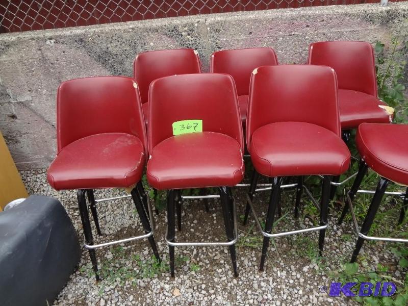 lot 367 image: Maroon Bar Chairs, Garbage Cans...
