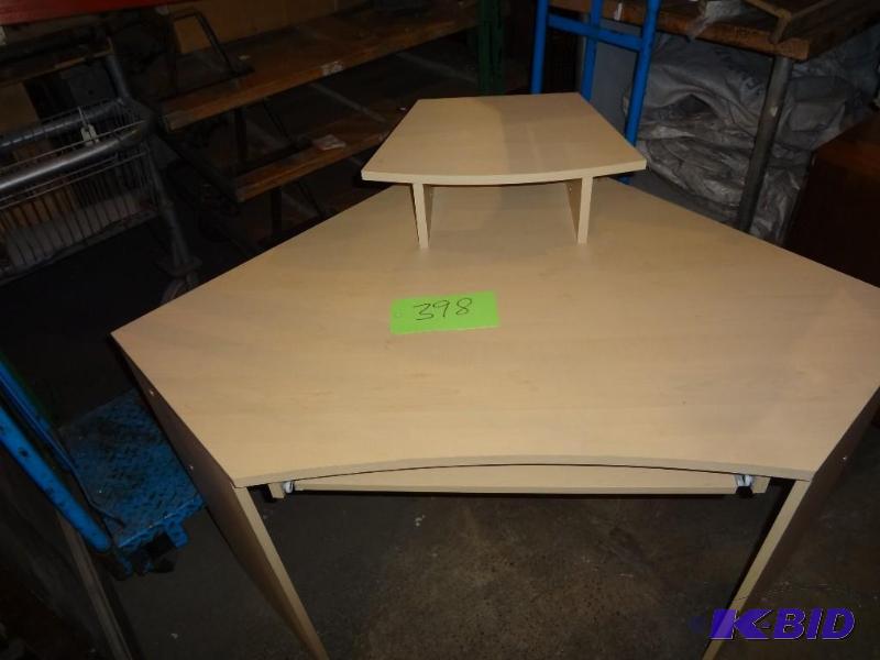 lot 398 image: Blond Corner Desk...