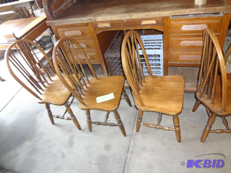 lot 413 image: (4) Brace Back Wooden Chairs...
