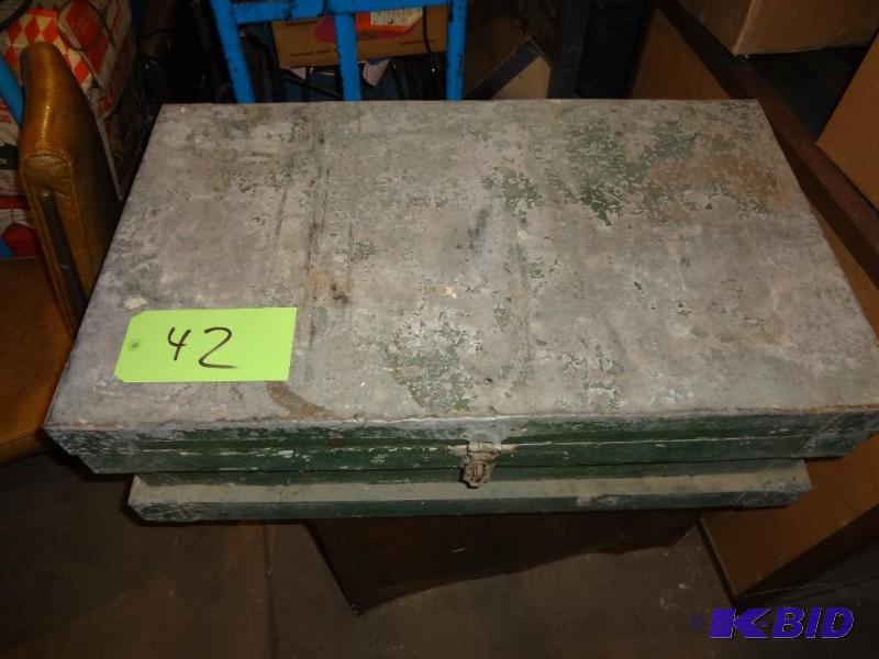 lot 42 image: Old Wooden Chest, sturdy...