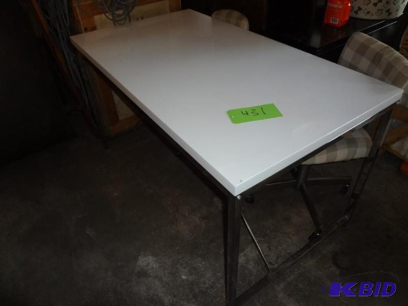 lot 431 image: White Metal topped table...
