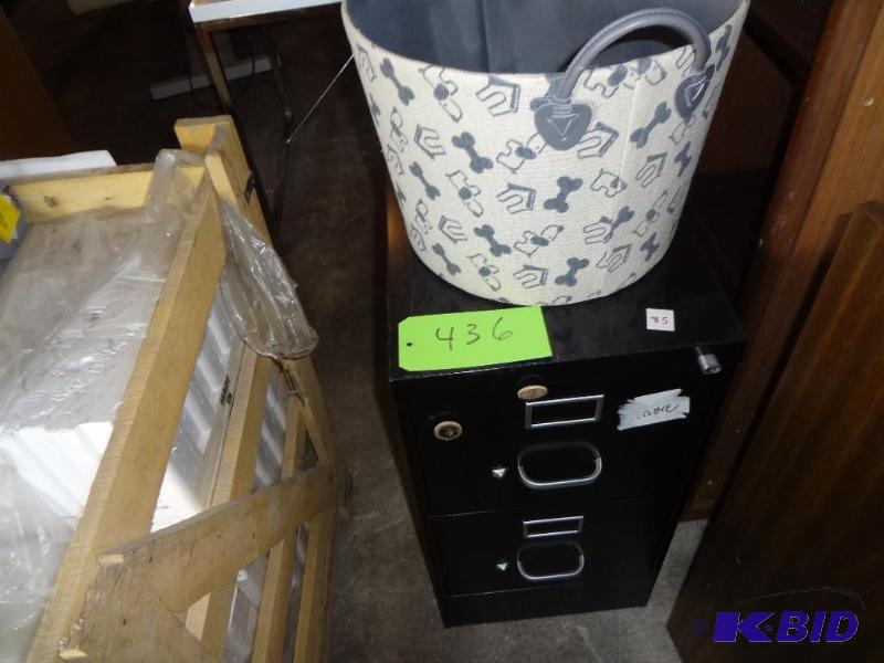 lot 436 image: Fabric Bucket, Metal 2 drawer...