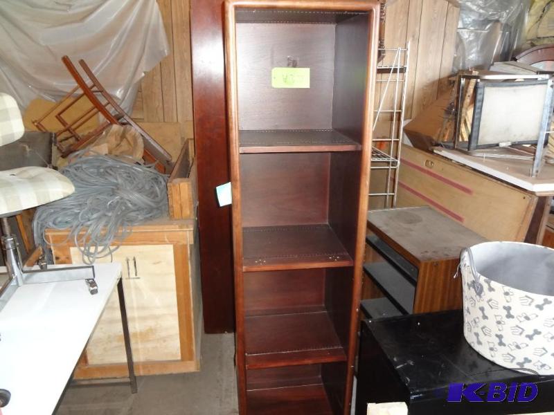 lot 437 image: Heavy Wood Shelf, goes horizontal, legs lot #...