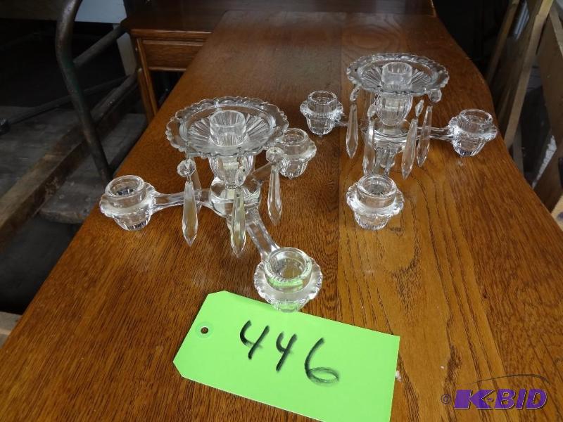 lot 446 image: Pair of Crystal Candle tops...