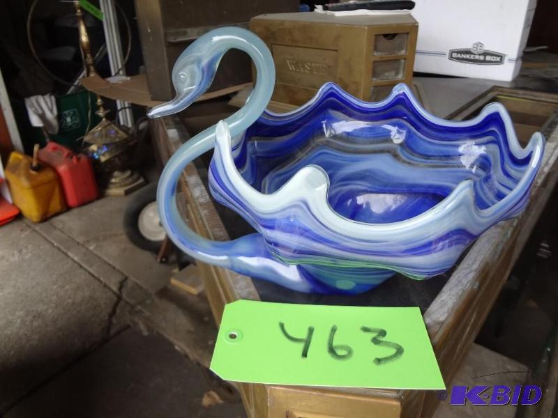 lot 463 image: Magnificent Blue Glass Swan...