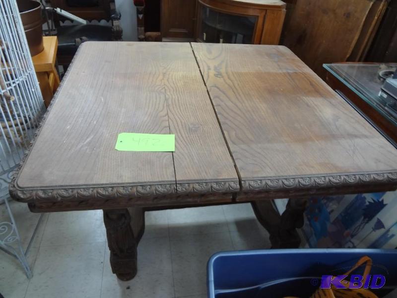 lot 492 image: Seven Piece Highly Carved Figural Dining Set,...