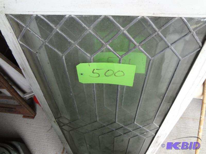 lot 500 image: Leaded Glass Window, Curved, look close, has ...