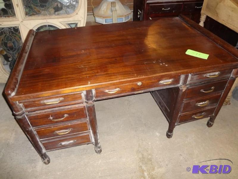 lot 511 image: Huge Walnut Partners Desk, comes apart in thr...