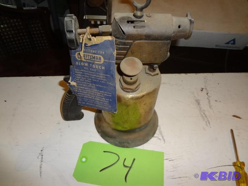 lot 74 image: Old Craftsman Blow Torch...