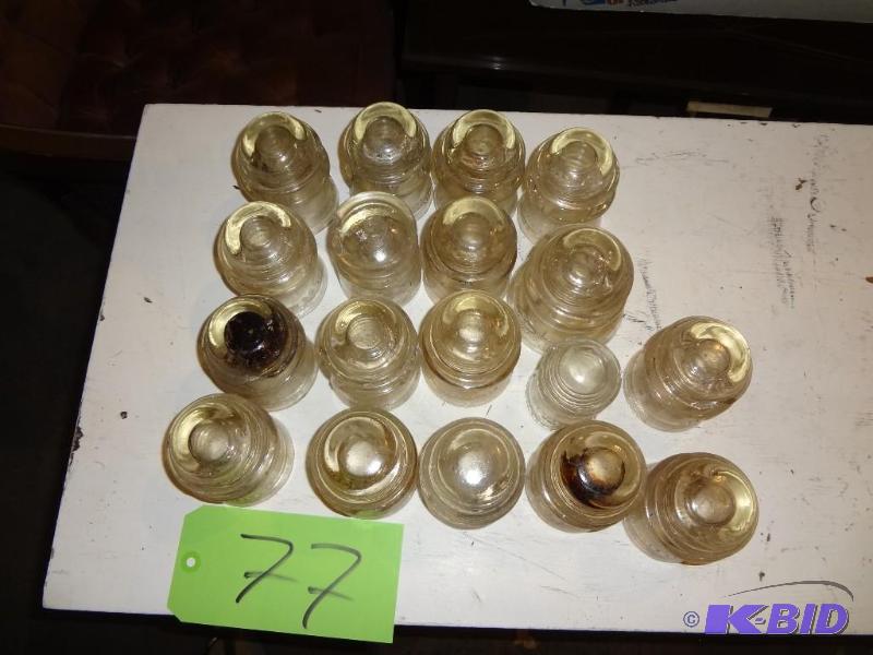 lot 77 image: Glass Insulators, various sizes and shapes...