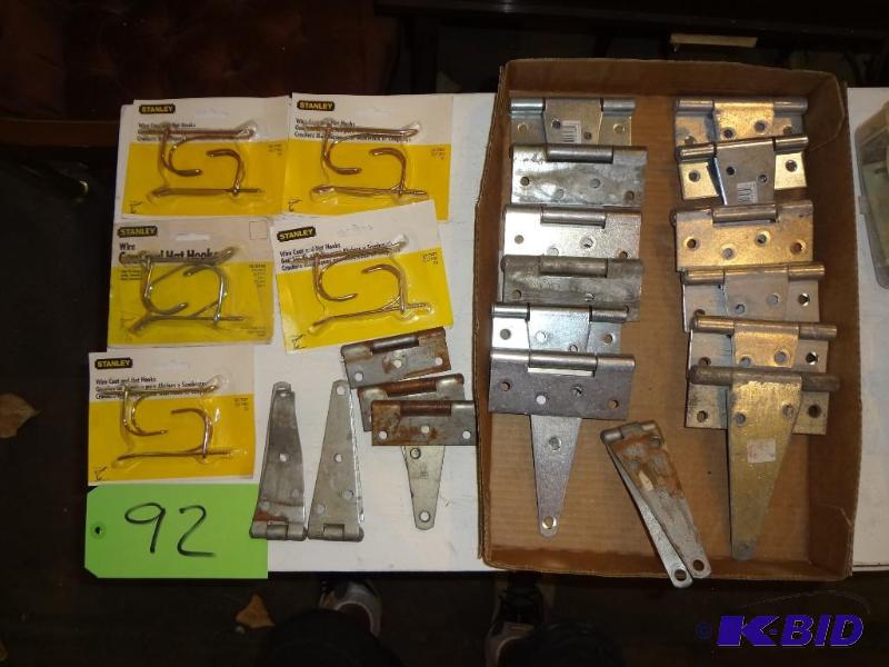 lot 92 image: Lot of Hinges and Coat Hooks...