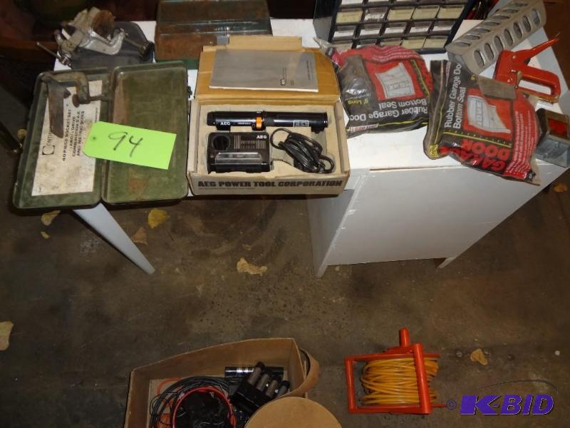 lot 94 image: Huge Lot of Misc. Stuff, Electric Motor, Vise...