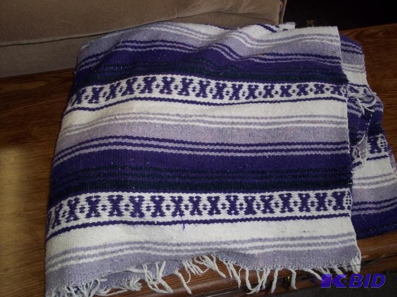 lot 166 image: Purple and White Throw Blanket...