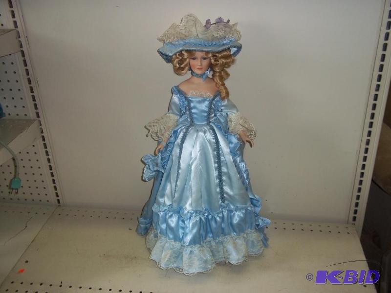 lot 187 image: Porcelain Doll   Blue Dress ...