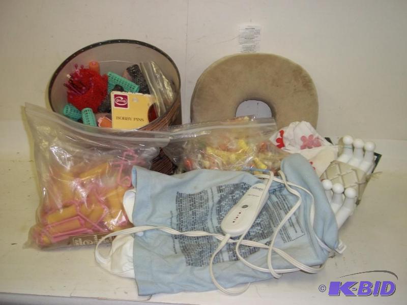 lot 332 image: Electric Heating Pad   Curlers  Wall Mug Rack...