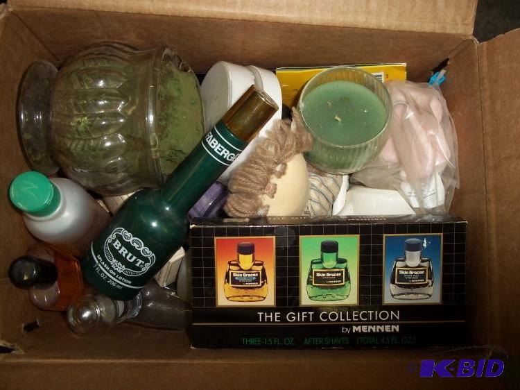 lot 346 image: Box of Colognes and bathroom items...