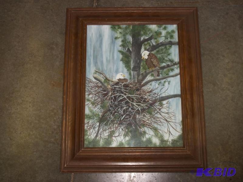 lot 61 image: 12 x 16 Acrylic Eagle Painting...
