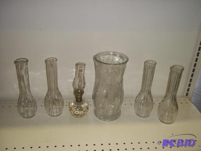 lot 75 image: Oil Lamp and Flower Vases...