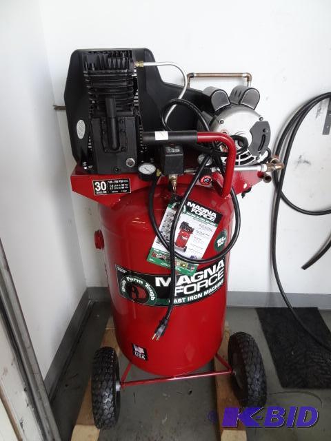 lot 1 image: Magna Force30 gal air compressor. Less than 1...