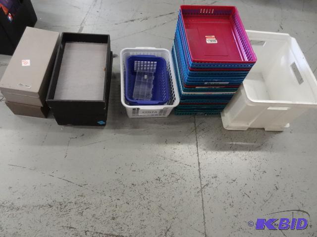 lot 131 image: Lot of misc bins. 2 metal index card bins...