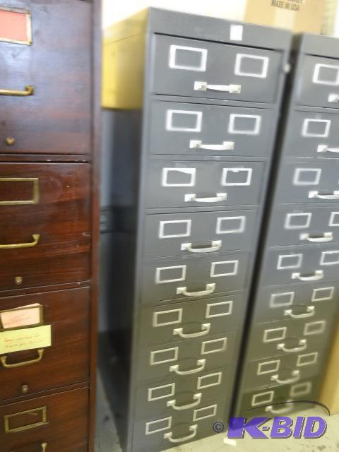 lot 172 image: 9 drawer metal cabinet for index cards. 15 x ...