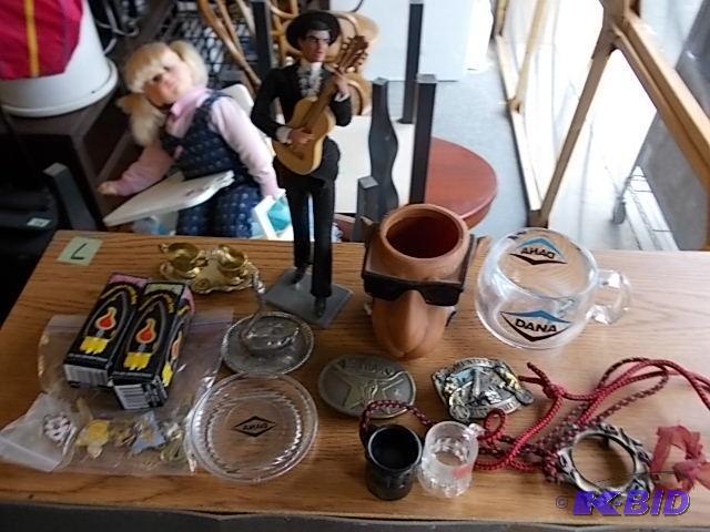 Box Lot-Belt Buckles, Shot Glasses, Miniature...