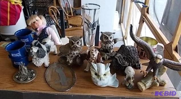 Box Lot-Porcelain Eagle Figure, Assorted Dog ...