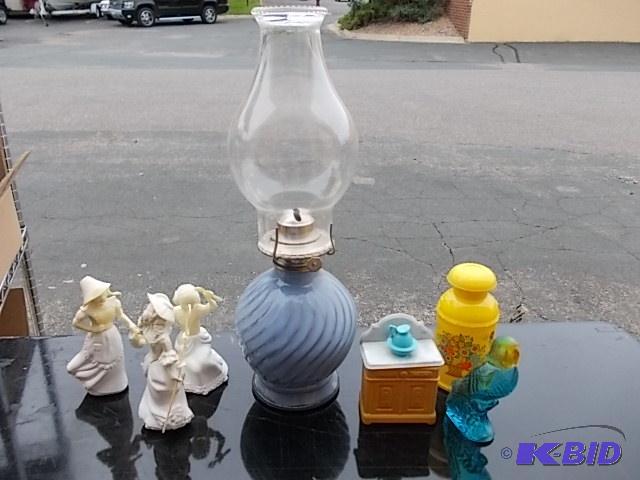 Oil Lamp &amp Collection Of Avon Perfume Bot...