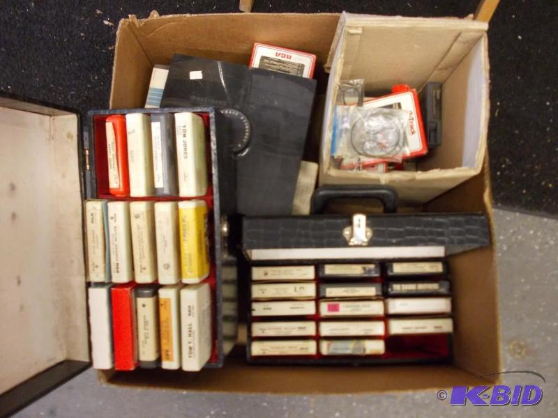 Box Lot Of 8-Track Tapes (With Cases &amp Ca...
