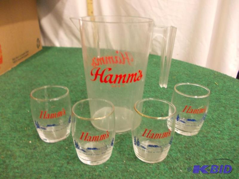 Hamms Beer Pitcher (plastic) With 6-Glasses ...
