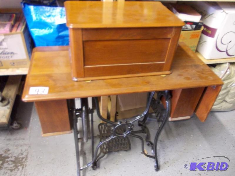 Vintage Treadle Sewing Machine With Cabinet...