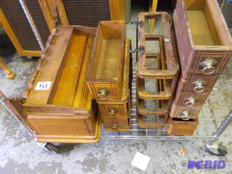 Lot Of Oak Sewing Machine Cabinet Parts &amp...