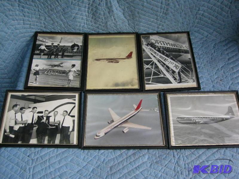 lot 111 image: Vintage Northwest Airlines framed photos of planes