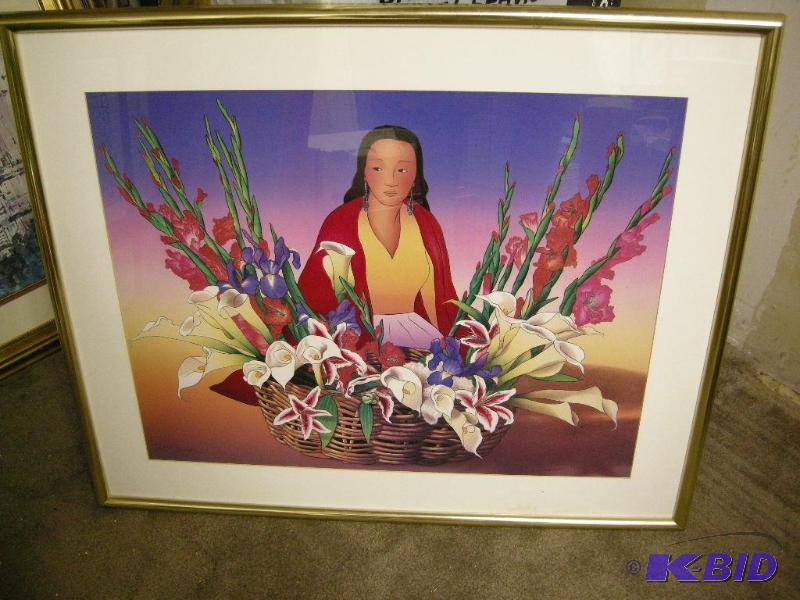 lot 122 image: Southwest-look print, Signed Framed Matted
