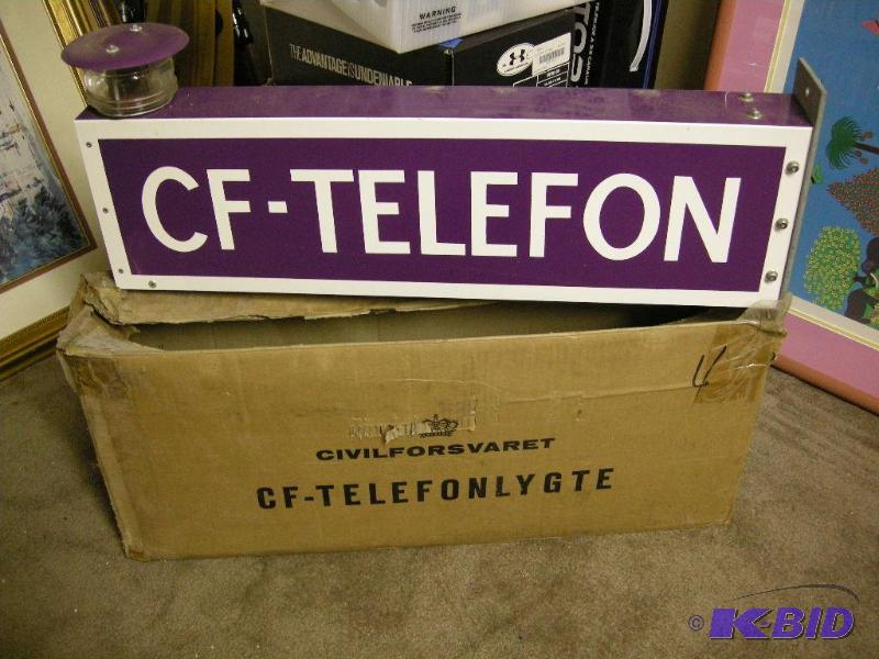 lot 124 image: French Telefon sign. Civilforsvnet CF-Telefon lyGTE