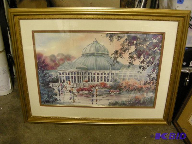 lot 140 image: Lou Roman watercolor print, signed and numbered, The Conservatory Suite