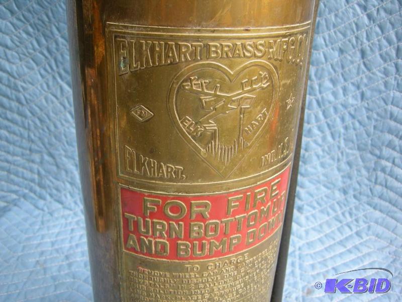 lot 85 image: Vintage fire extinguisher, Elkhart Brass Mfg Co