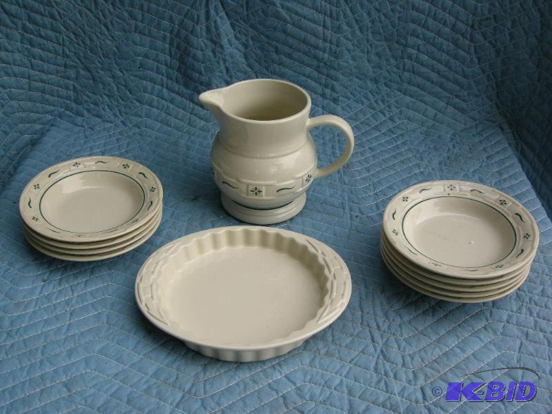 lot 94 image: Longaberger Pottery pitcher, casserole, 9 bowls