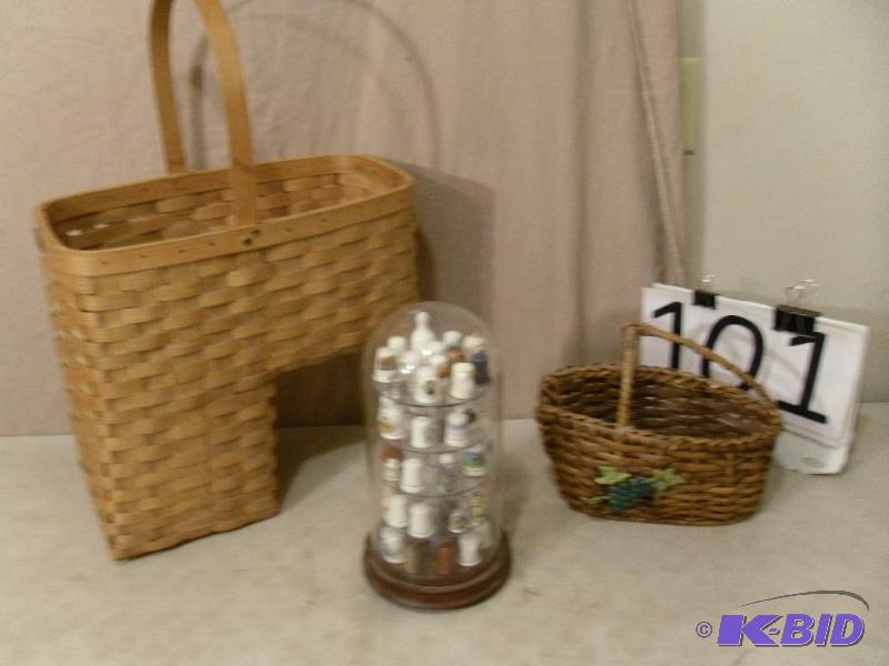 lot 101 image: Peterborough Stair Basket, Wine Basket, and G...