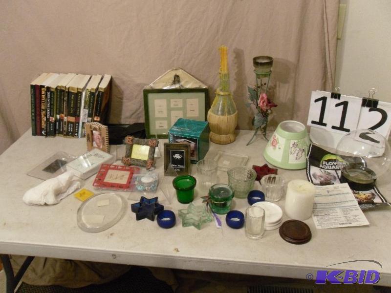 lot 112 image: Flower Aquarium, Decor, Candles, Religious Bo...
