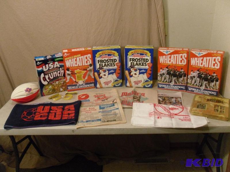 lot 113 image: 2 Minnesota Twins 1987 World Champions Wheati...