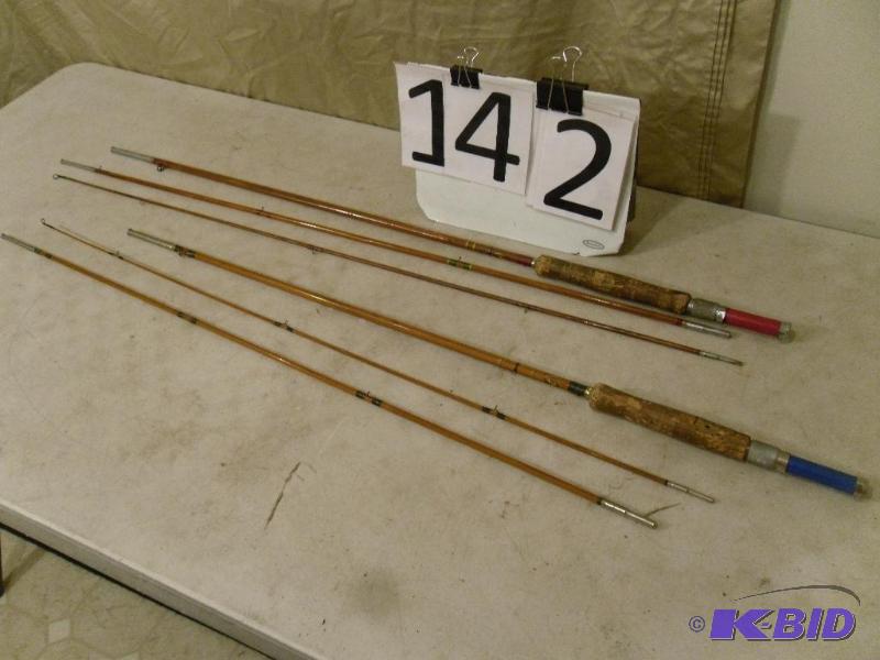 lot 142 image: 2 Vintage 3 Piece Fishing Poles. Marked Monta...
